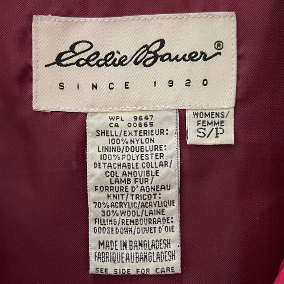 Vintage Eddie Bauer Women Goose Down Parka Size S Red 80s 90s Ski Quiet Luxury - Picture 3 of 13